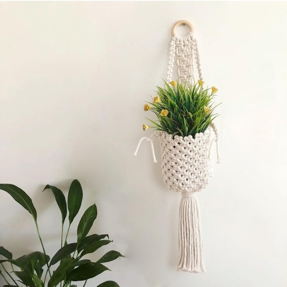 NEW! Handwoven Hanging Planter For Indoor Plants - Picture 1 of 5